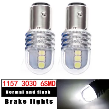 

WTS 2pcs 1157 car LED signal lights BA15D Bulb BAY 15D Bulb 3030 6smd white flashing tail Brake lamp for car styling DC 12V red