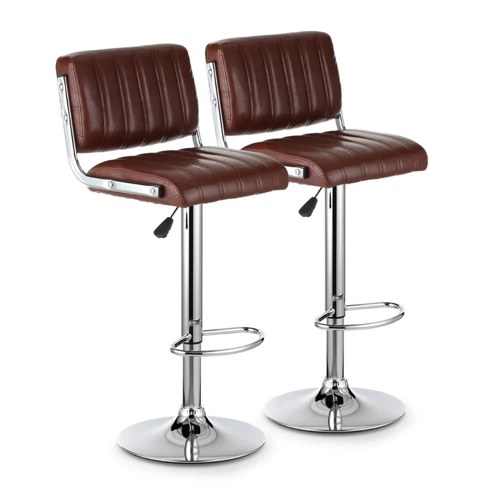 

2PCS/Set of 2 Modern PU Leather Swivel Bar Stools Height Adjustable Pneumatic Counter Pub Chairs Heavy-Duty