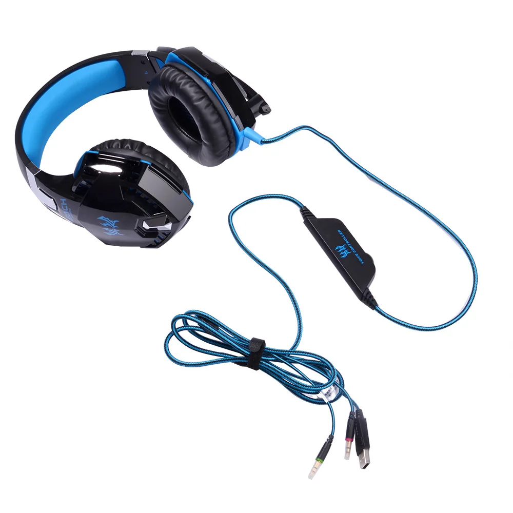 Kotion каждый G2000 стерео наушники гарнитура глубокий бас проводной световой наушники с микрофоном светодиодный свет для PC Gamer MP3