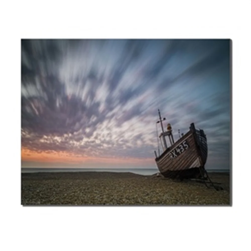 

Seaside Sandy Boat Sky Rising Sun Print On Canvas Home Decor Wall Artwork Painting Wall Pictures for Living Room Decoration