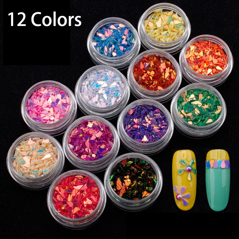 

Water Drops Plastic Confetti Nail Sequins 12 Color Multi-Color Colorful Patch Manicure Manicure Nail Polish Glue Decoration