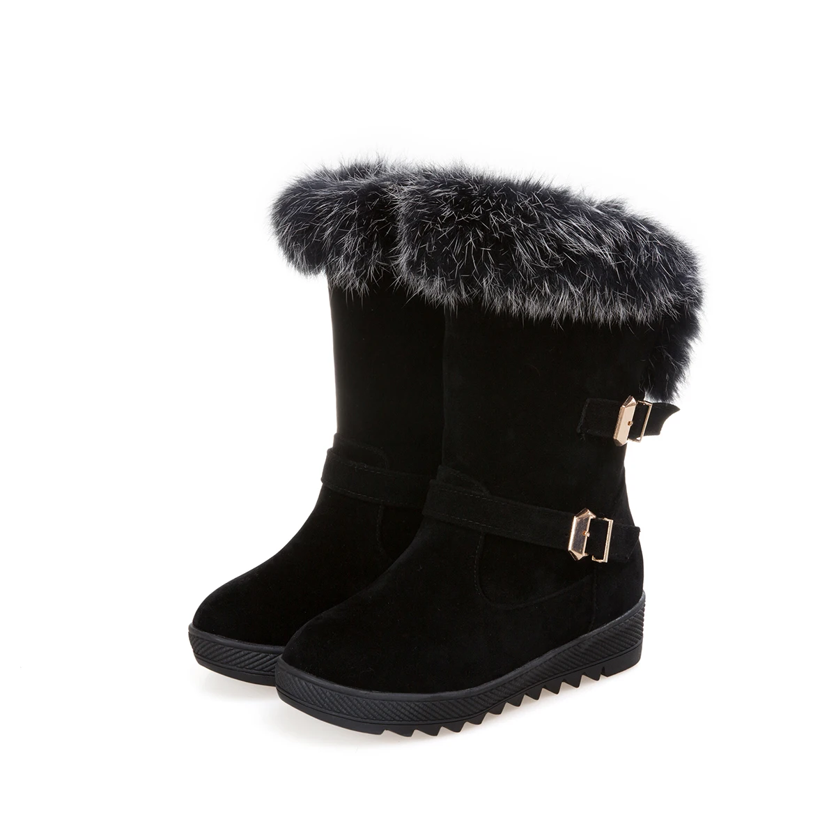 LDHZXC/Новинка года; женские зимние сапоги; сапоги на высоком каблуке; обувь на толстом меху для холодной зимы; высокие сапоги; женская обувь; большие размеры 11, 12 - Цвет: Черный