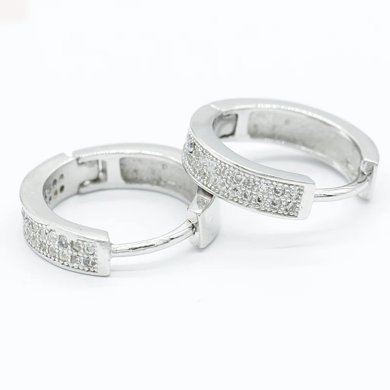 

925 Sterling Silver Hoop Earrings with Clear CZ Circle Round Shape Earrings for Women Fine Jewelry