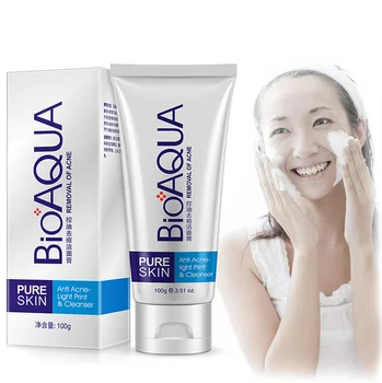 

New Bioaqua Acne Treatment Facial Cleanser Black Head Remove Oil-control Deep Cleansing Foam Shrink Pores 100g Refreshing TSLM2