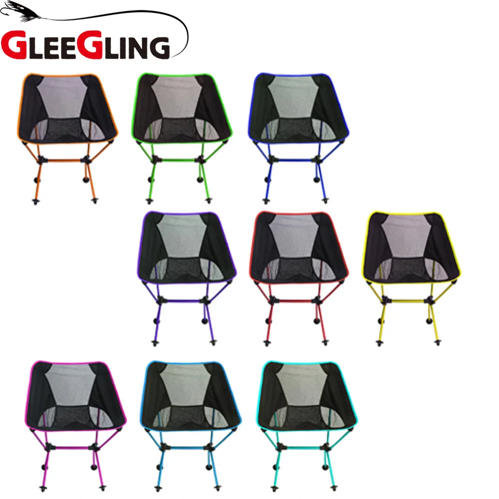 GLEEGLING الأسماك كرسي خفيفة الوزن التخييم البراز للطي كرسي التخييم على ظهره الصيد الكراسي الأحمر الأزرق البرتقال الأخضر FLC01