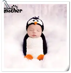 Реквизит для фотосъемки новорожденных, студийный спальный мешок с пингвином + шапочка, аксессуары для фотосъемки новорожденных