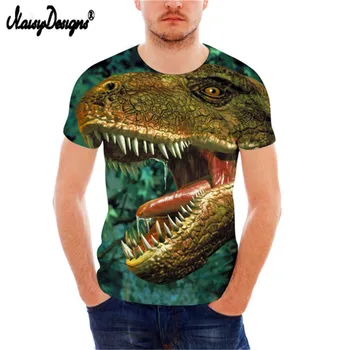 

Noisydesigns 2018 Newest Men's T Shirt Summer Short Sleeve T-Shirt Funny 3D Dinosaur Wolf Print Man Tee Shirt Male Tops Tees