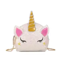 spring and summer new chain handbags cartoon cute unicorn bag personality sequins shoulder Messenger bag