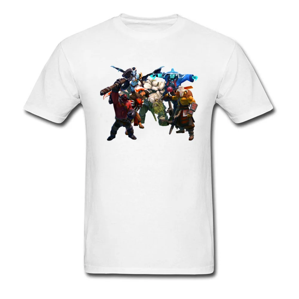 Comics Dota 2 Heroes Tops Shirt for Men Cute Summer O-Neck All Cotton Short Sleeve T Shirts Crazy Tees Drop Shipping Dota 2 Heroes white