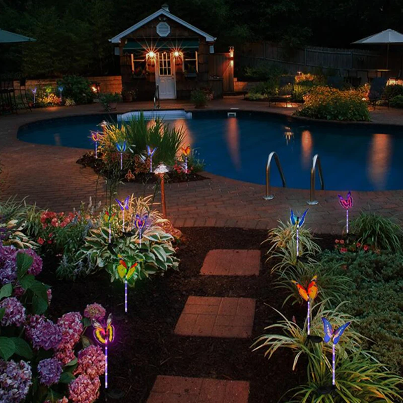 Solar Lamp Outdoor Waterproof  LED Solar Light Garden Light 7 Color Cycle Fiber Butterfly Lamps Yard Lawn Landscape Decoration (3)