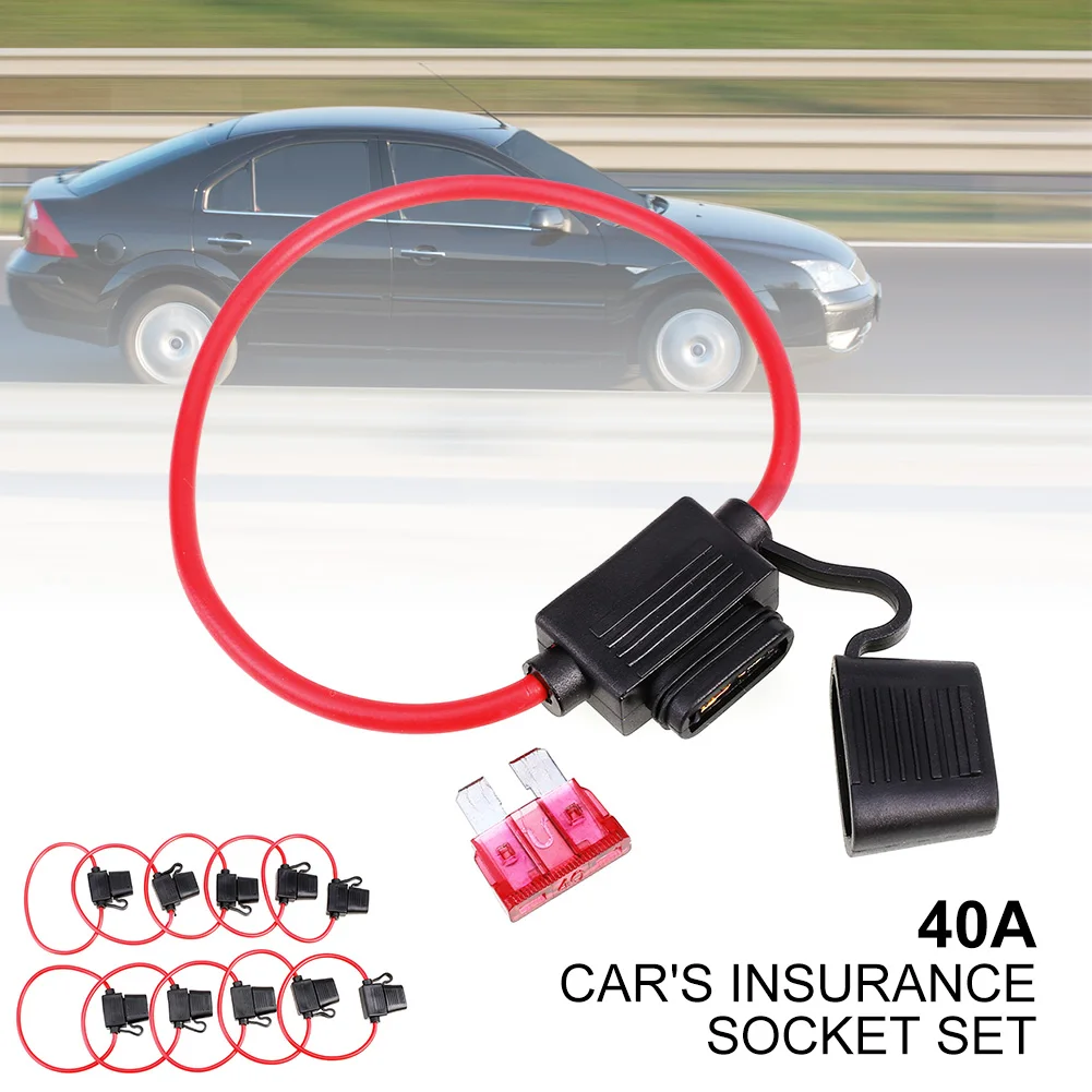 

10Pcs/Set 40A Fuse Base Blade Fuse Holder Fuse Holder Splash Proof Universal Vehicle Replacement Spare