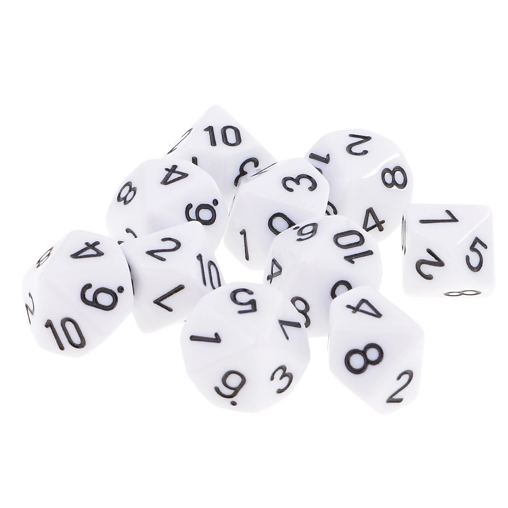 20x Acrylic Dice Set Polyhedral D10 10 Sided 16mm for DND MTG TRPG Board Game Toy Gift