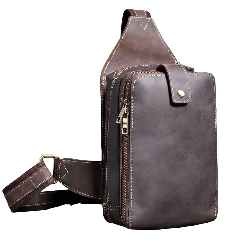 

Factory Tailor-made Men Genuine Leather Chest Bag,High Quality Zipper Shoulder Bags,Business Messenger Bags BBGYZP001