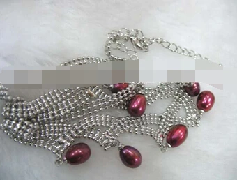 

ddh003640 red rice freshwater pearl necklace 18" nature loose