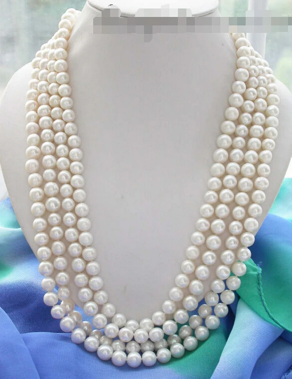 

Free shipping >>>>>z3447 Long 100" 10MM WHITE round freshwater pearl necklace