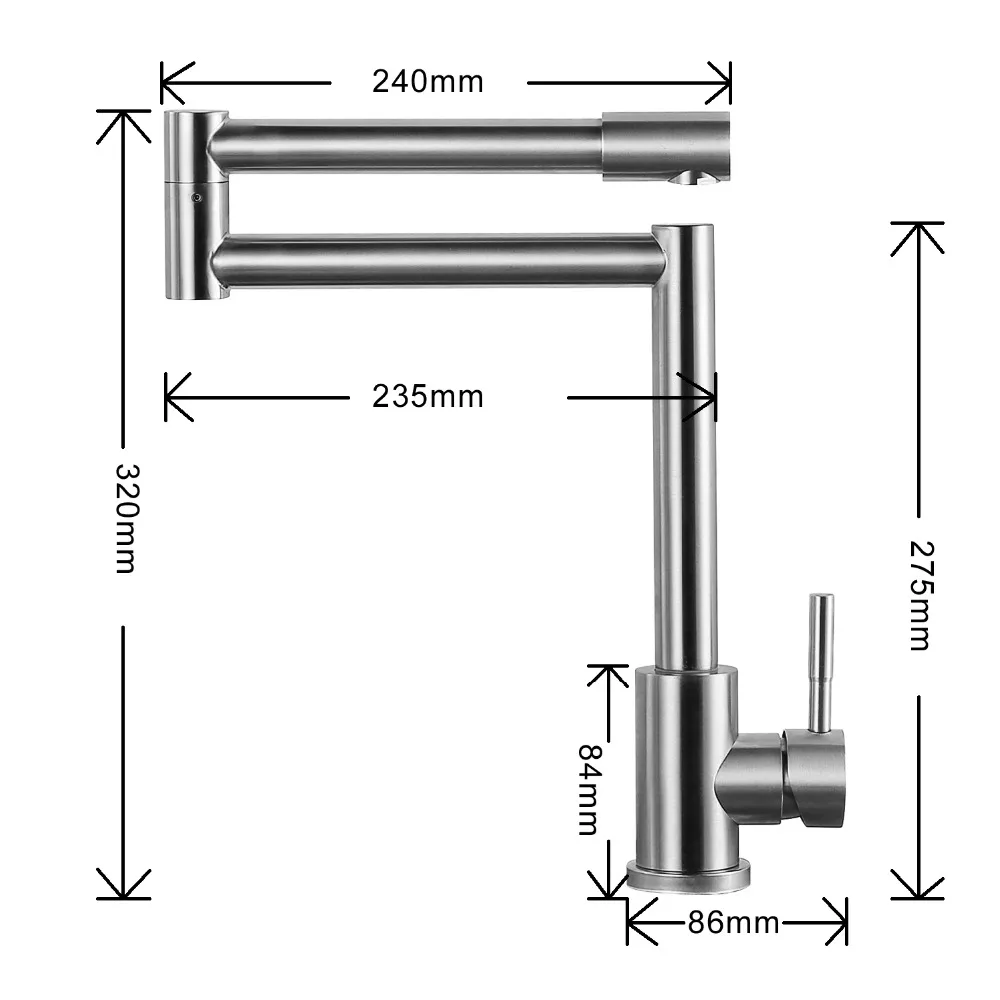  hm Folding Kitchen Faucet Stretchable Swing Arm Brushed Single Hole Single Handle Deck Mounted Cold - 32890828611