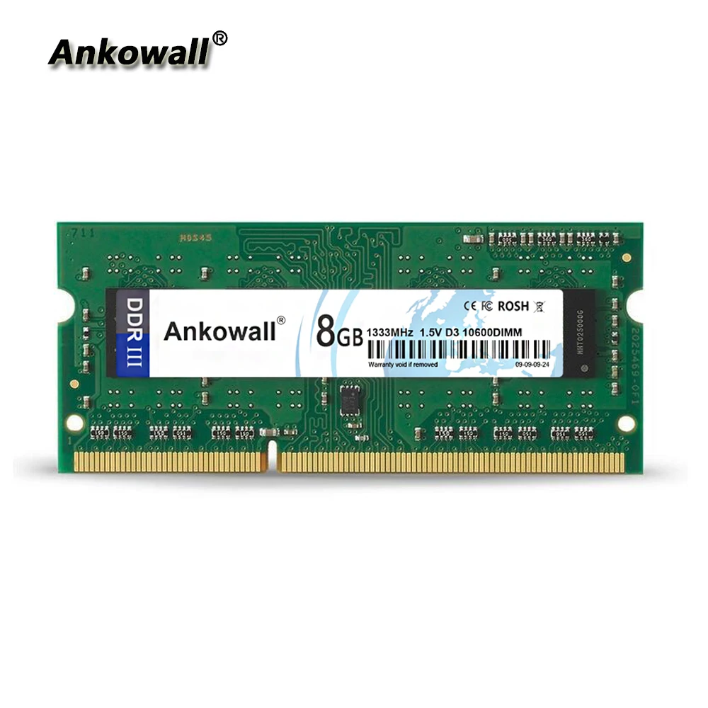 Ankowall DDR3 SO-DIMM 8 GB RAM 1333/1600 MHz دفتر الذاكرة PC3-10600/12800 محمول RAM