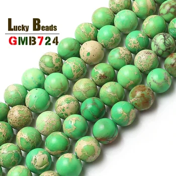 

Natural Round Beads Green Sea Sediment Stone Loose Beads For Jewelry Making 15.5" Pick Size 4 6 8 10 12mm Diy Bracelet (F00147)