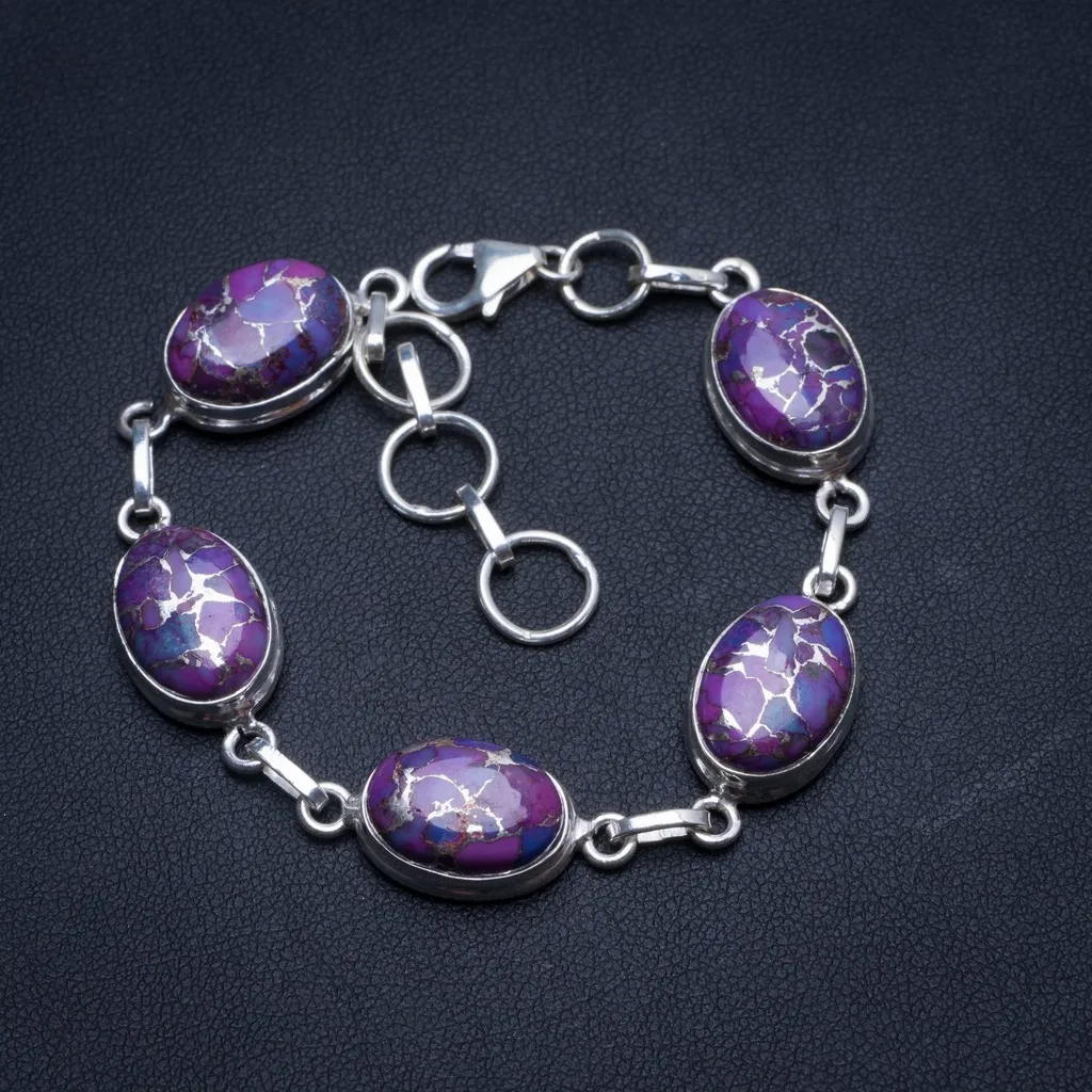 

Natural Variscite Handmade Mexican 925 Sterling Silver Tennis Bracelet 6 3/4-7 3/4" T8396