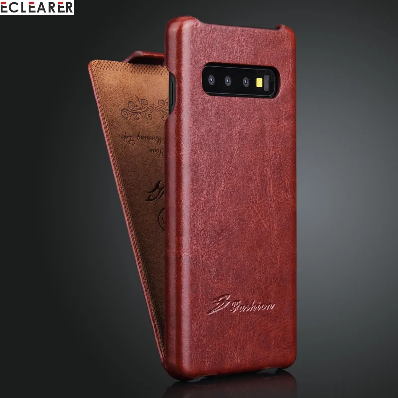 Vintage Vertical Up and Down Flip Case For Samsung Galaxy S10 Luxury PU