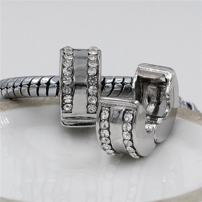 

GO MAX DGW Silver Copper Stopper crystal Clip Lock Bead Fit Pandora charm Bracelet DIY jEWLERY