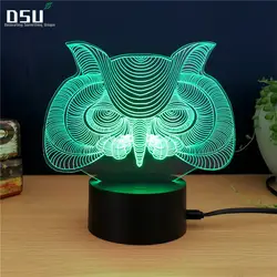 Мультфильм Сова свет светодио дный 3D LED животных ночник RGB Сменные лампы детские мягкие огни спальня украшения освещение