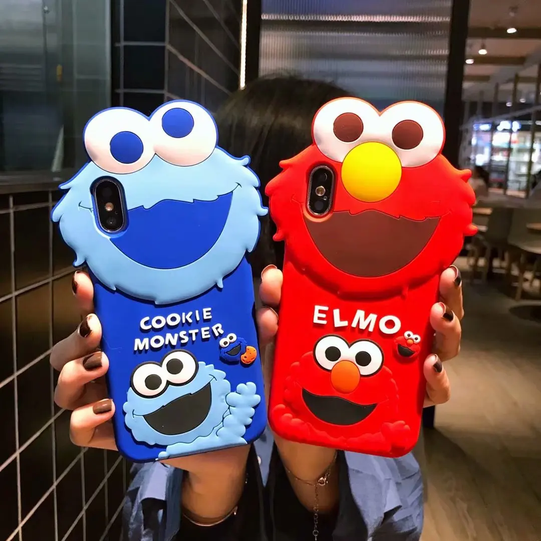 

NEW ! Rlenda Fashion Cartoon Sesame street Elmo Cookie Soft TPU Phone Cases for iPhone X/XR/XS Max 7 8 6S 6 Plus