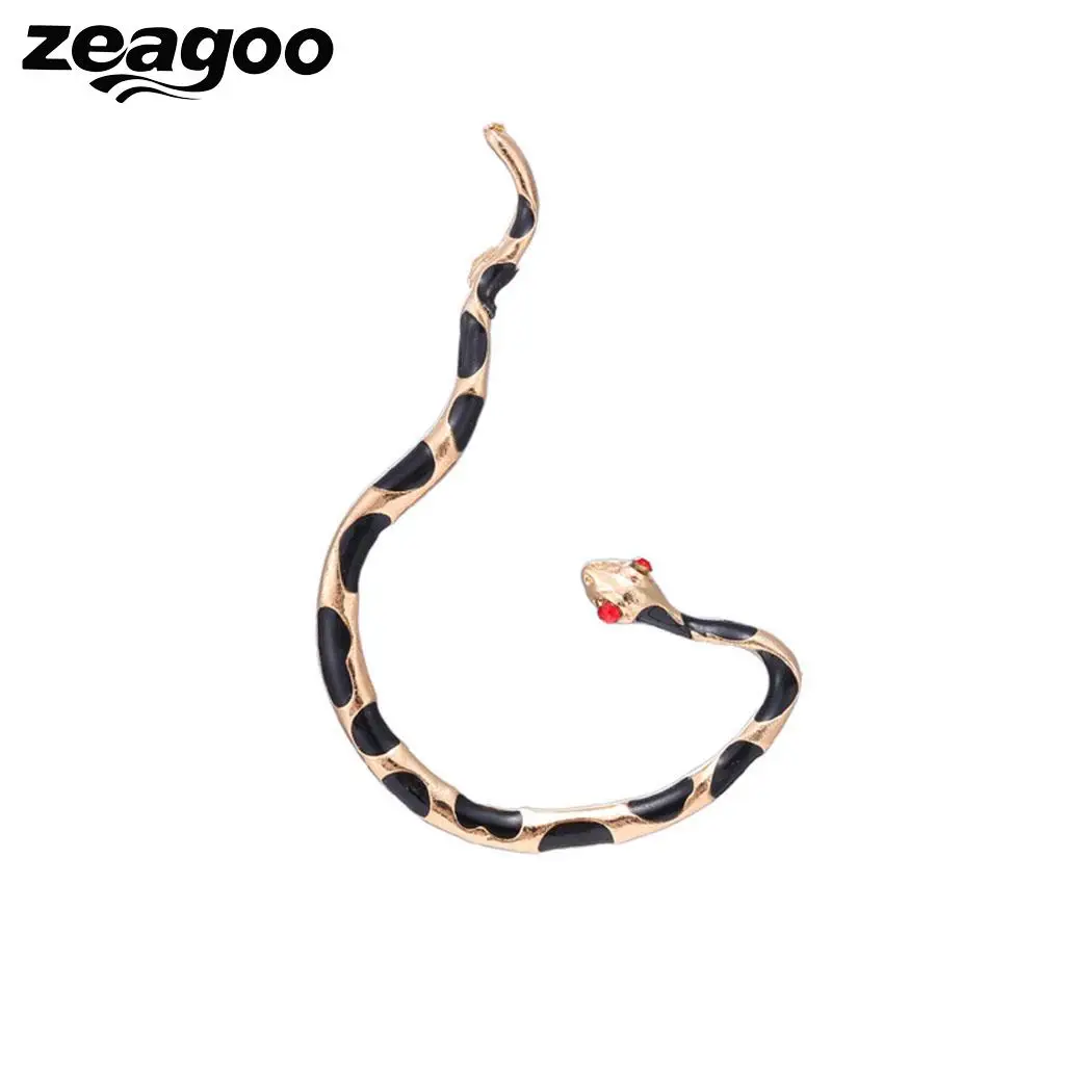 Zeagoo модные женские серьги гвоздики в форме змеи золотой черный цвет подарок