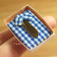 Кукольный домик Миниатюрный 1:12 игрушка спальня синяя рубашка в коробке длина 4 см SPO222