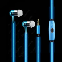 LED Visible EL Wire Flowing Light In-ear Metal Music Hifi Earpiece Luminous Earphone Glow in the dark Earphones with Microphone