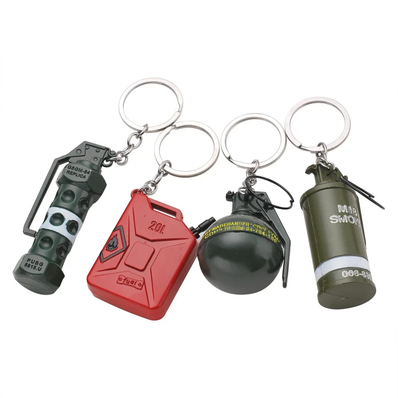 

PUBG parachute Flash bomb smoke bomb Fashion Motorcycle Keyring Cars Keychain Interior Suspension Key Fobs OEM Jewelry Key Chain