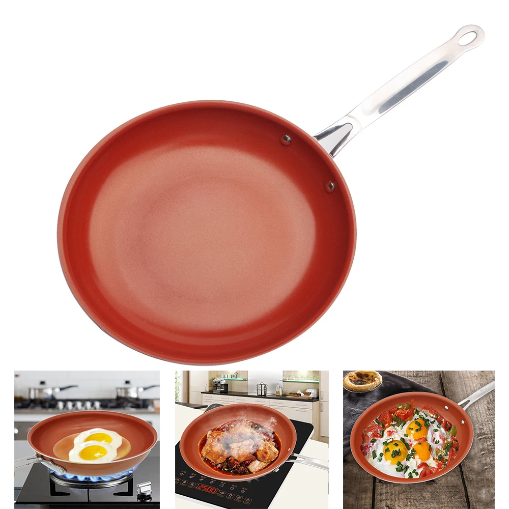 

Non-stick Copper Frying Pans Nonstick Skillet Copper Sarten Pans with Ceramic Coating and Induction Cooking Saucepan