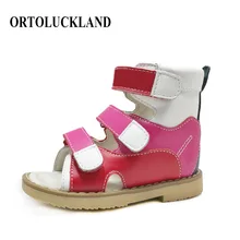 Ortoluckland Melissa shoes for Girls kids Ankle Sandal Orthopedic shoes For Children High Tough Back Heel Leather Outdoor Sandal