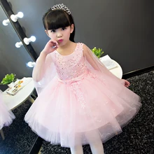 2017Korean Sweet New Kids Girls Embroidery Flower Petals Princess Dress Children Bridesmaid Elegant Dress Pageant Formal Party
