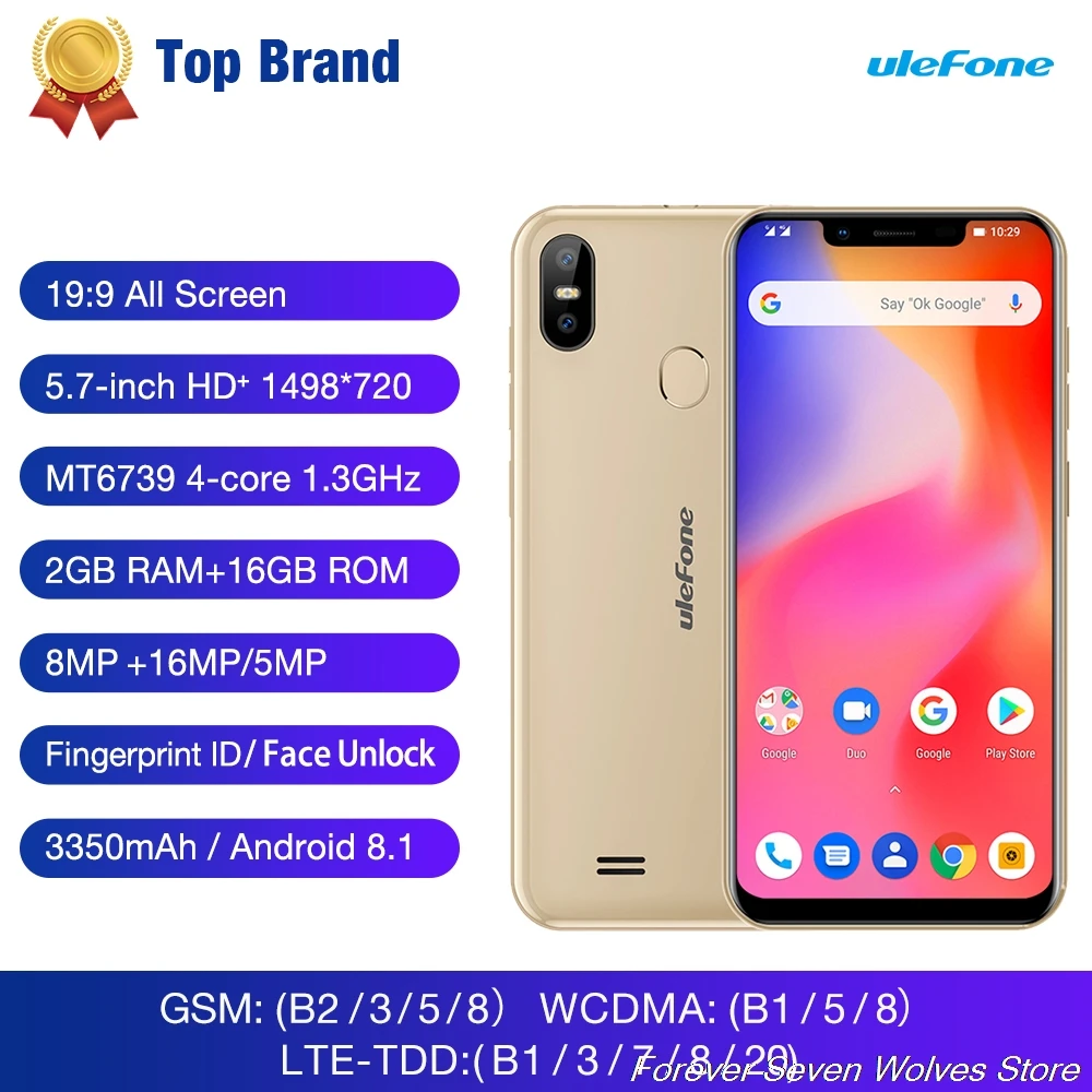 Ulefone S10 Pro мобильный телефон 5 7 дюймов 19:9 MT6739WA четырехъядерный 2 Гб ОЗУ 16 ПЗУ 13 МП +