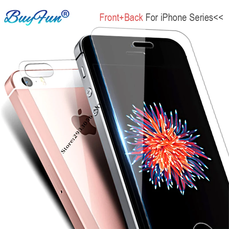 

2pcs Front+Back Tempered Glass For Apple iphone 4 4s 5 5s 6 6s 7 Plus SE case 9 H 2.5D Premiun Screen Protector Film Guard Cover