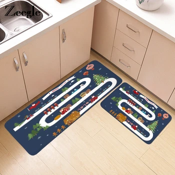 

Zeegle Christmas Kitchen Carpet Door Mat Non-slip Floor Mat Absorbent Sponge Area Rug Kid Room Cartoon Carpet Home Decor