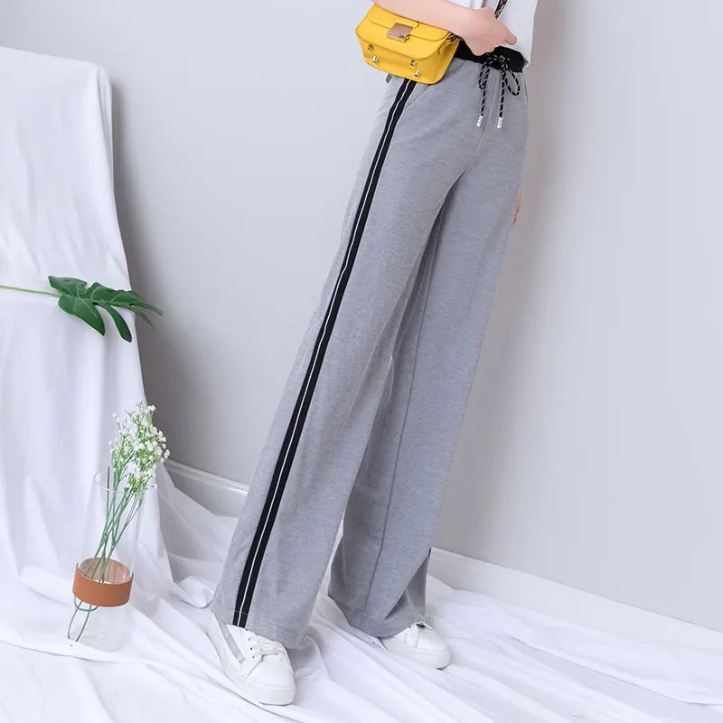 

Summer Joggers Women Casual Loose Gray Black Wide Leg Pants Sweatpants Women Running Sport Palazzo Pants Plus Size Wide Pants
