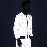 Autumn winter men reflective jacket night reflect light bomber pilot jackets windbreaker men nightclub DJ singer stage costume 1
