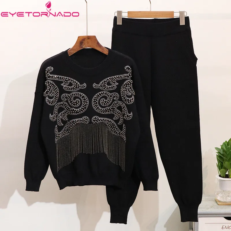 Tassel Decor Drawstring Pant and Top Set