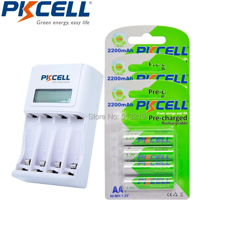 

12x2200MAH Low Self Discharge 2A Rechargeable Batteries LSD 4slot EU/US LCD Indicator Charger For 1to4pcs AA/AAA NICD/NIMH Batte