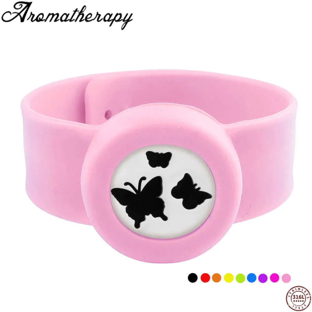 

Three Kinds of Butterfly Pattern Essential Oil Diffuser Locket Bracelet Aromatherapy Slap Silicone Bracelet Bangles For Children