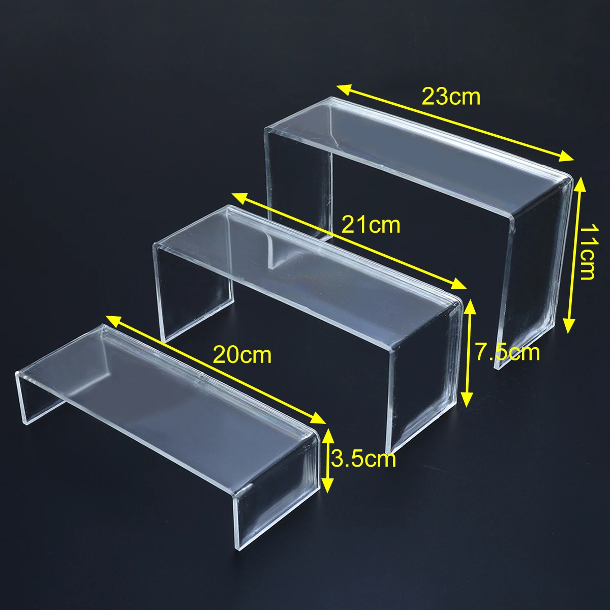

3Pcs Transparent Acrylic Display Stand Shoes Storage Rack Shoe Display Racks Cosmetics Display Holder Office Home Supplies