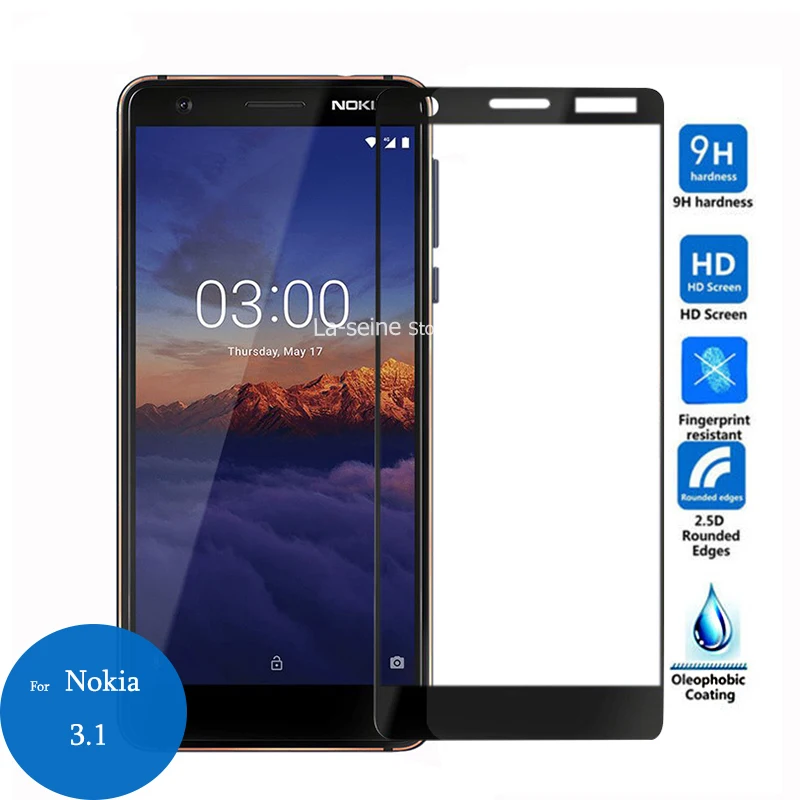 

For Nokia 3.1 3 2018 Full Cover Tempered Glass Screen Protector 9H Protective Film On TA-1074 TA-1070 TA-1063 TA-1057 TA-1049