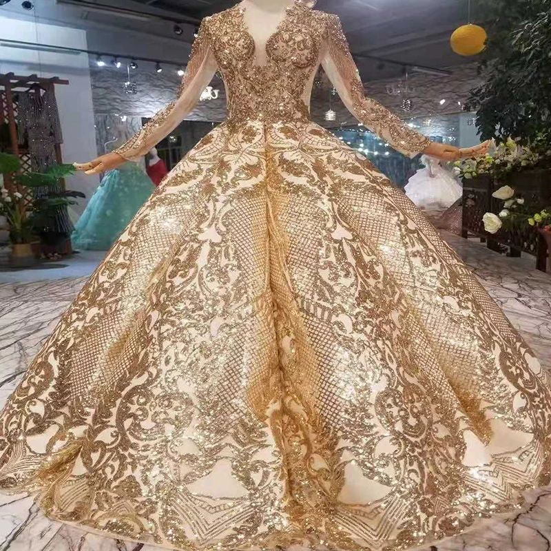 Modabelle арабские золотые вечерние платья с блестками Vestido De Gala роскошное мусульманское вечернее платье с v-образным вырезом и длинным рукавом Vestidos Festa