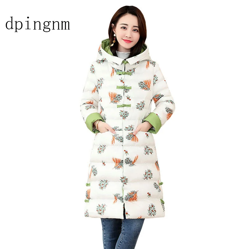 

2018 Winter Down Jacket Women Long Coat Warm Parkas Thick Female Warm Wool Rabbit fur collar High Quality Jackets Plus Size