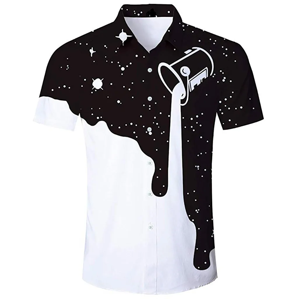 

JAYCOSIN new Fashion Shirt Mens summer casual Daily slim Shirts Print Short Sleeve Stand Tops clothes modis camisa hombre 402