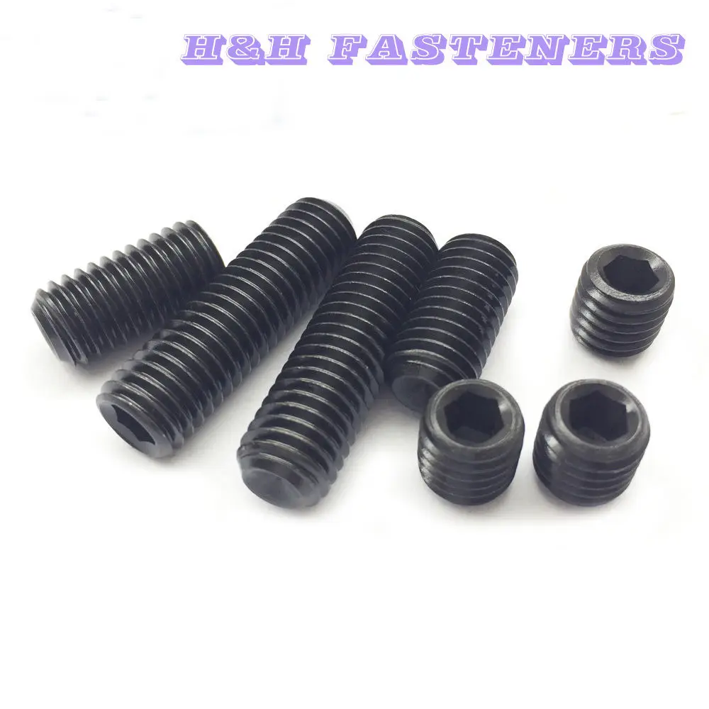 Black Alloy Steel FLAT Point Socket SET / GRUB SCREWS Qty 10 #6-32 x 1/8" 