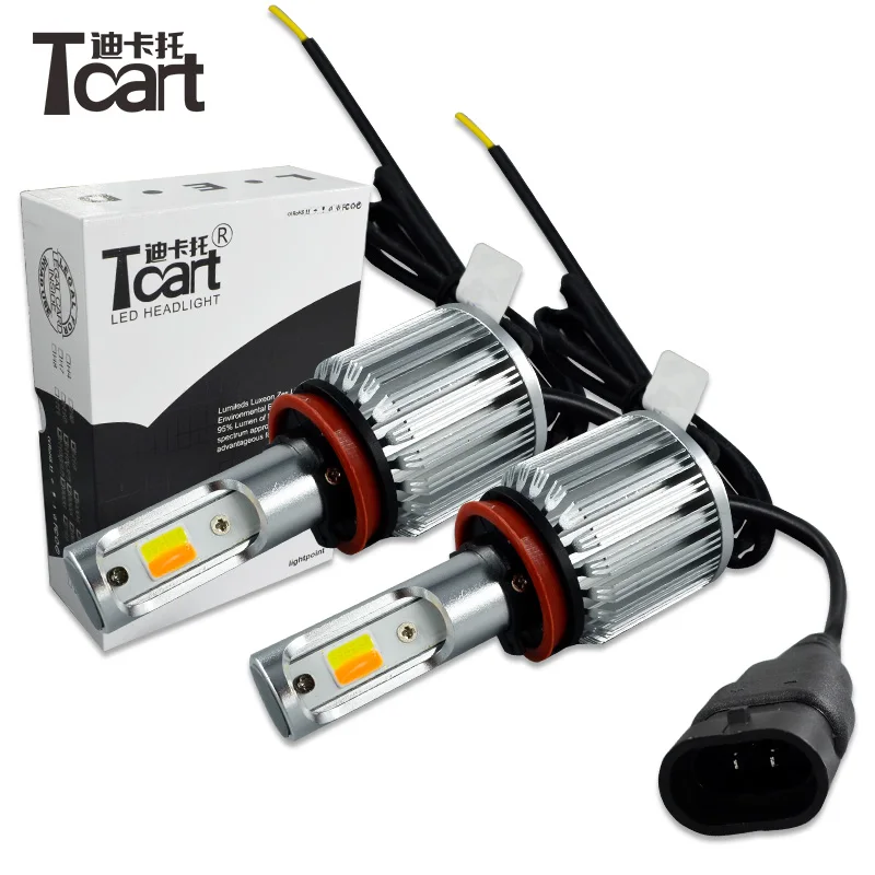 Tcart 2 шт., Автомобильный светодиодный противотуманный фонарь для вождения, двухцветные белые противотуманные фары, желтые поворотники 9005 9006 H8 H9 H11 H10 COB, Автомобильный светодиодный фонарь