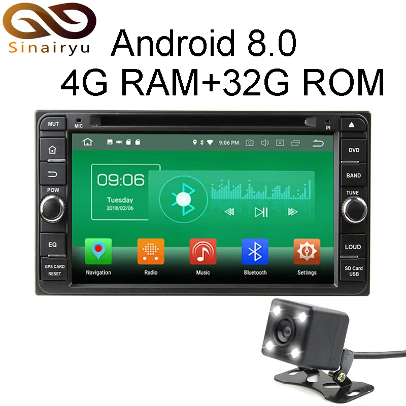 

Sinairyu Android 8.0 8 Core 4G RAM Car DVD For Toyota RAV4 Corolla Vios Fortuner Prado Terios Hilux Universal Radio GPS Player